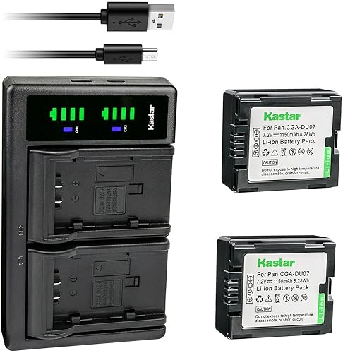 Kastar Paquete de 2 baterías y cargador USB LTD2 compatible con Panasonic PV-GS59, PV-GS65, PV-GS70, PV-GS75, PV-GS80, PV-GS83, PV-GS85, PV-GS120,