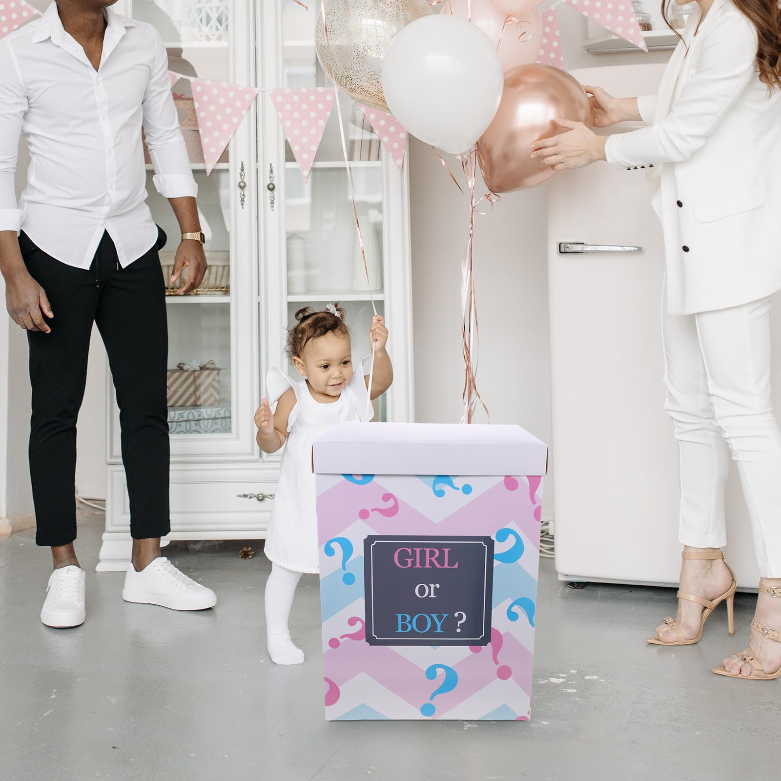 SUPVOX de revelación de género para Baby Shower – Kit de decoración con 6 globos (azul y rosa) – Sorpresa para anuncios de sexo bebé – 40 x 30 x 30 cm