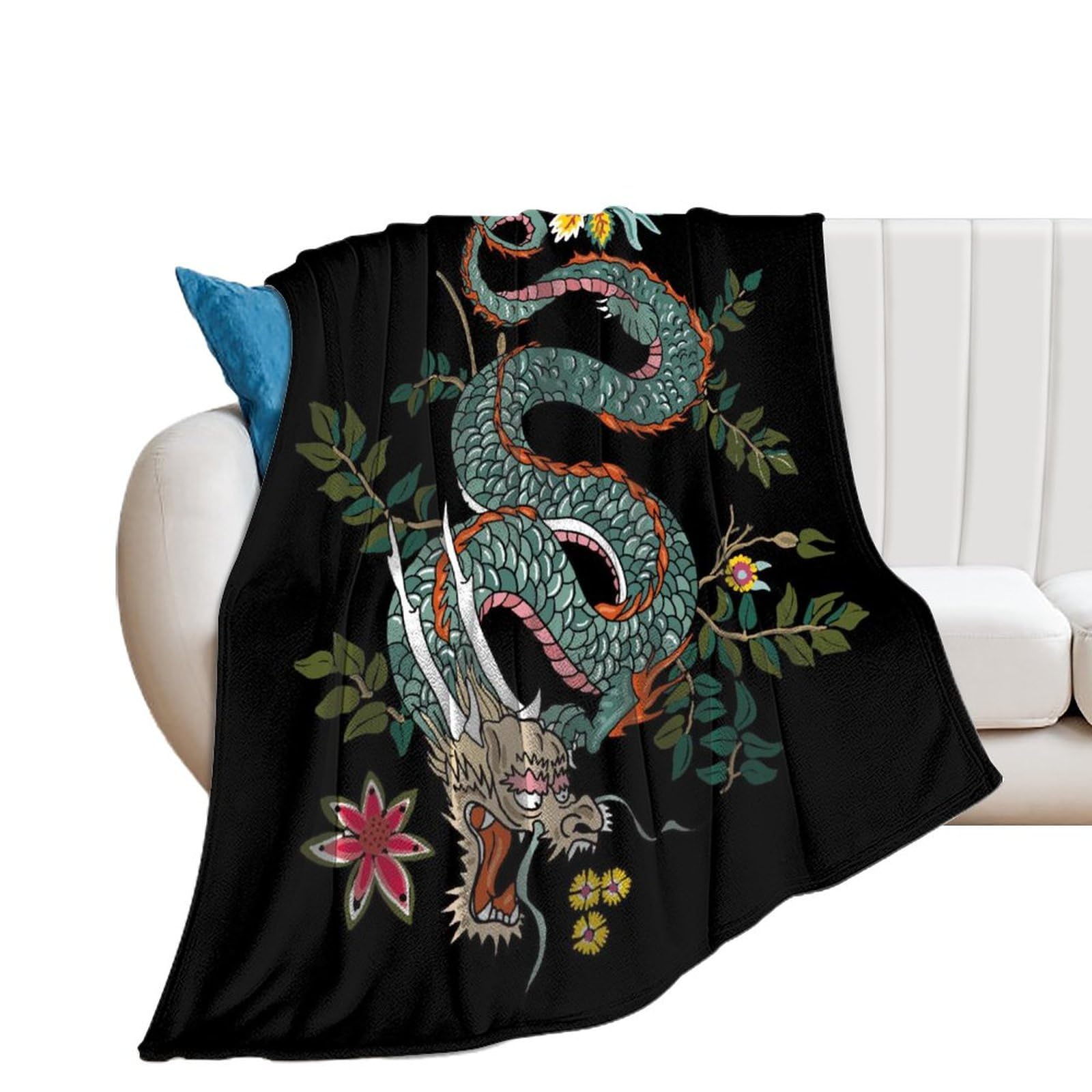 Jeté de canapé doux dragon pour stopper le froid hivernal avec style