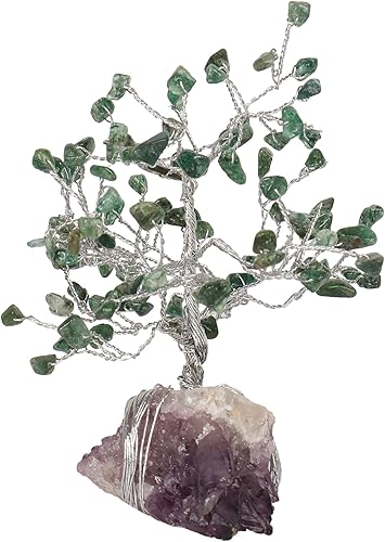 Miniatura 2 de Árbol de cristal natural de jade verde con base de amatista con propiedades curativas, bonsái Feng Shui árbol de dinero para positividad