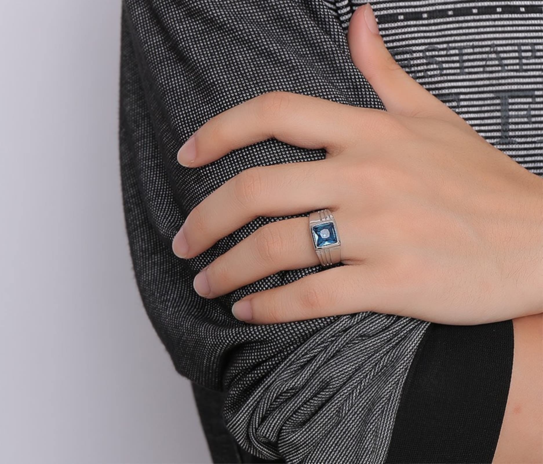 AmDxD Anillo de plata 925 para mujer, acero inoxidable, alianza para hombre, 0 0 cuadrados, corazón, W51.5 & M64, plata 925 Acero inoxidable, circonita cúbica