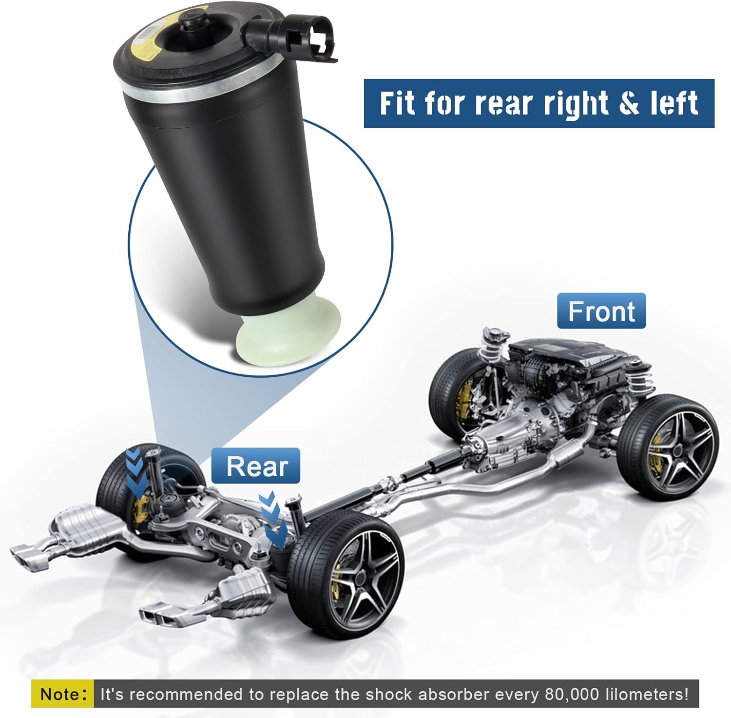 2PCS Rear Air Spring Suspension Bags Kit for Lincoln Town Car 1990-2011, Mercury Grand Marquis 1992-2011, Ford Crown Victoria1993-2008, 3U2Z5580AA,3U2Z5580BA,6W1Z5560AA,FOVY5560A