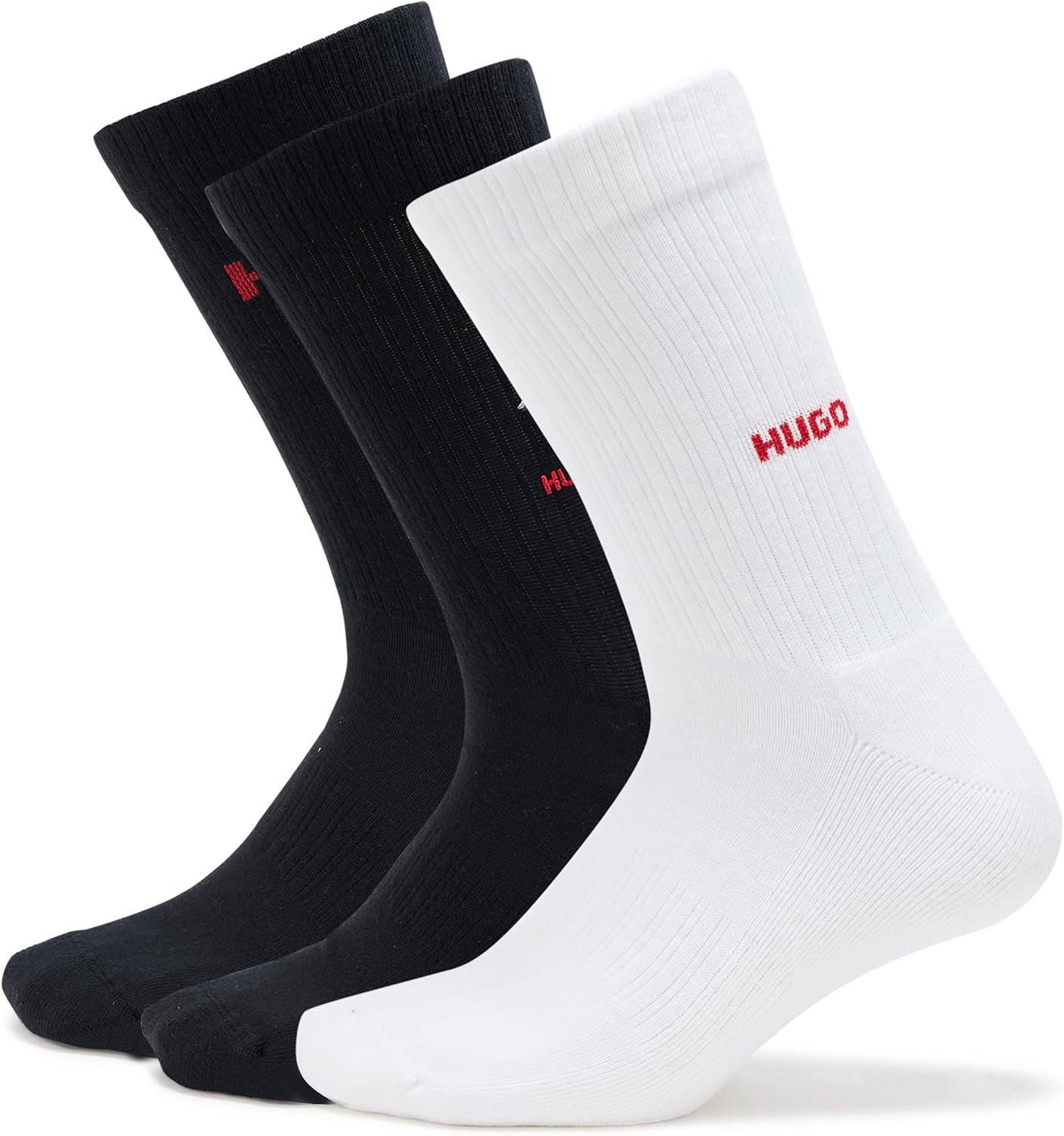 HUGO Men's 3-pack Embroidered Ribbed Socks