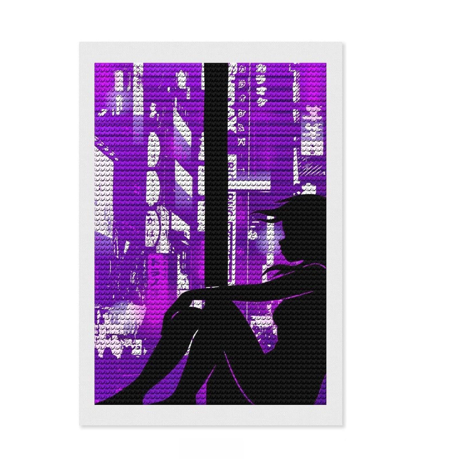 Junmoney Vaporwave Window Girl DIY Diamond Art Canvas Kit 8"x12", for Women, Relaxing DIY, Leisure Activity, Home Wall Art, Festive Home Decor