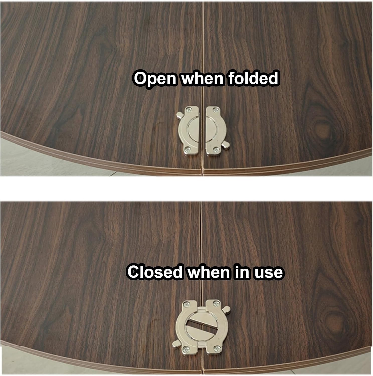 Round 55" Foldable Table Top Only, Brown Round Table Extender with Metal Hardware, Perfect for Dining, Weddings, Outdoor Events, Home & Backyard Use