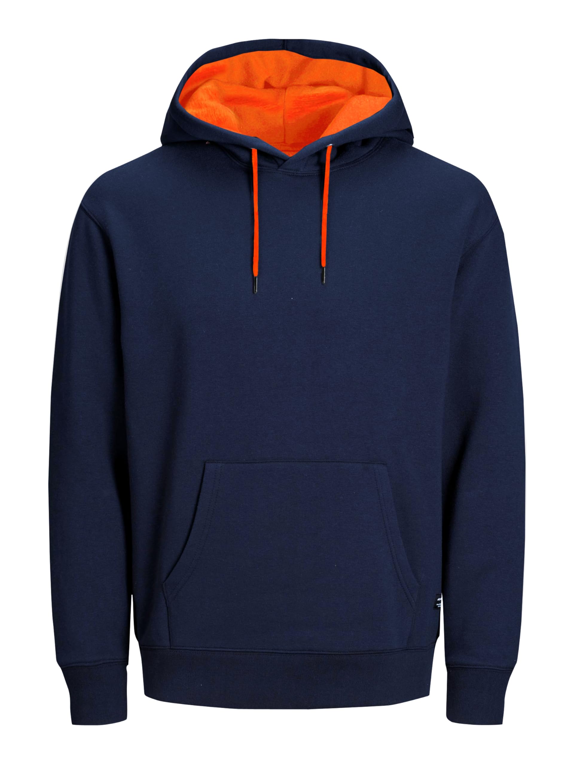 JACK & JONES Herren JJESOFT Sweat Hood, Kapuzenpullover, Navy Blazer/Shocking Orange, M