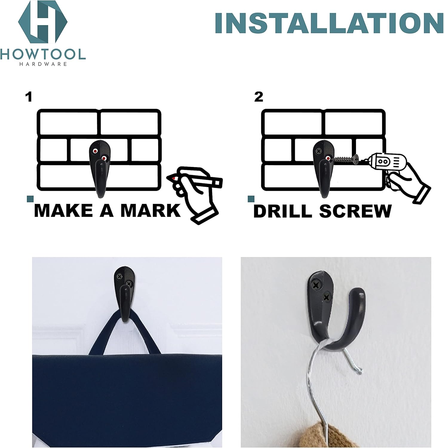 Towel Hooks Bathroom Coat Hook Robe Hook Heavy Duty 35 lbs Oil Rubbed Bronze Black 12 Pack