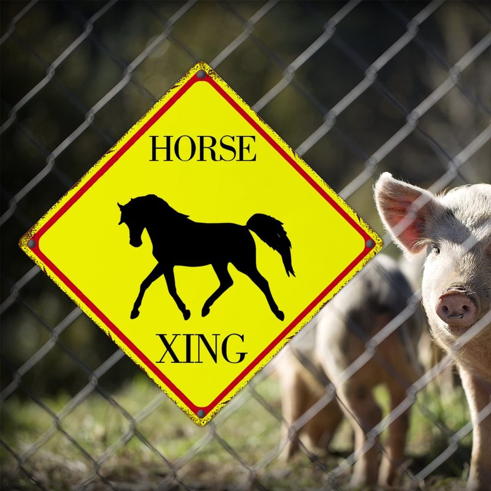 Cartello Cavalli Sciolti Nel Recinto Del Campo / Scelta Di Colori - Foto 6