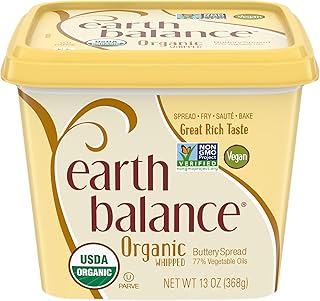 Earth Balance Organic Whipped Buttery Spread, Organic Vegan Butter Alternative, 13 oz Tub