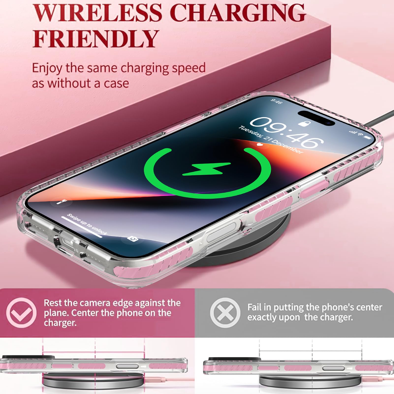 Amazon.com: OOK Magnetic Clear Case for iPhone 17 Pro, Cute Pink