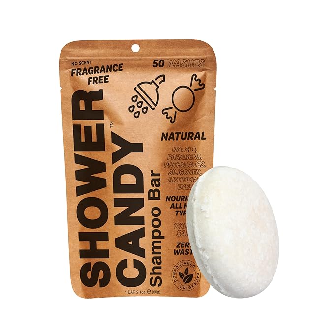 Shower Candy Shampoo Bar for Normal Hair Fragrance Free Natural Ingredients