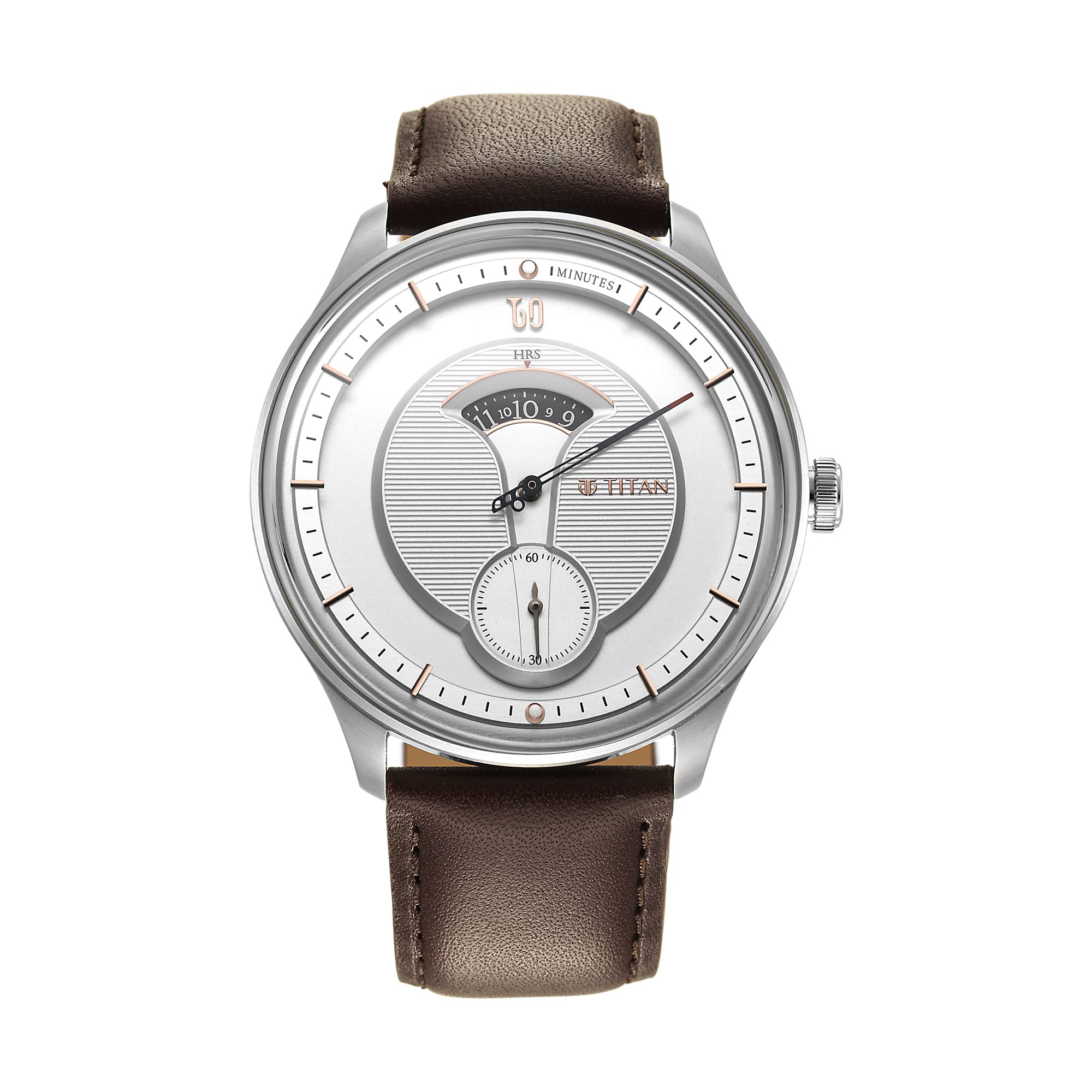 TitanTitan Quartet Quartz Analog White Dial Brown Leather Strap Watch for Men - NT1890SL01
