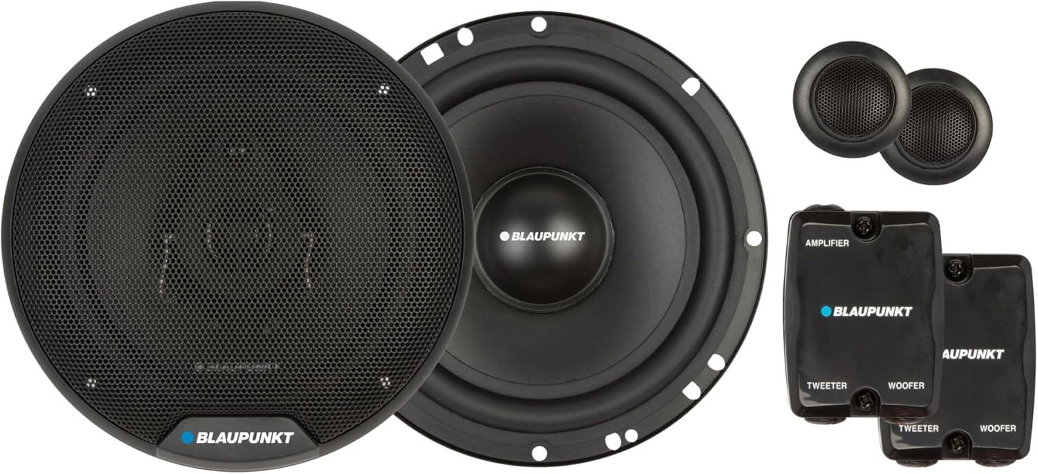 BLAUPUNKT BPS-E650C 6.5" 120W Component Car Speakers with Silk Dome Tweeters, High-Pass/Low-Pass Crossover, and Sleek Design Bundle with Gravity Magnet Phone Holder
