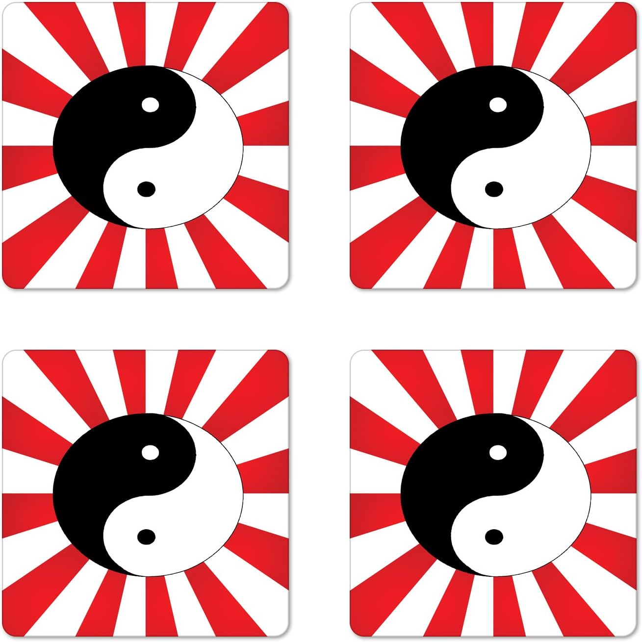 Amazon.com: Ambesonne Ying Yang Coaster Set of 4, Traditional Themed ...