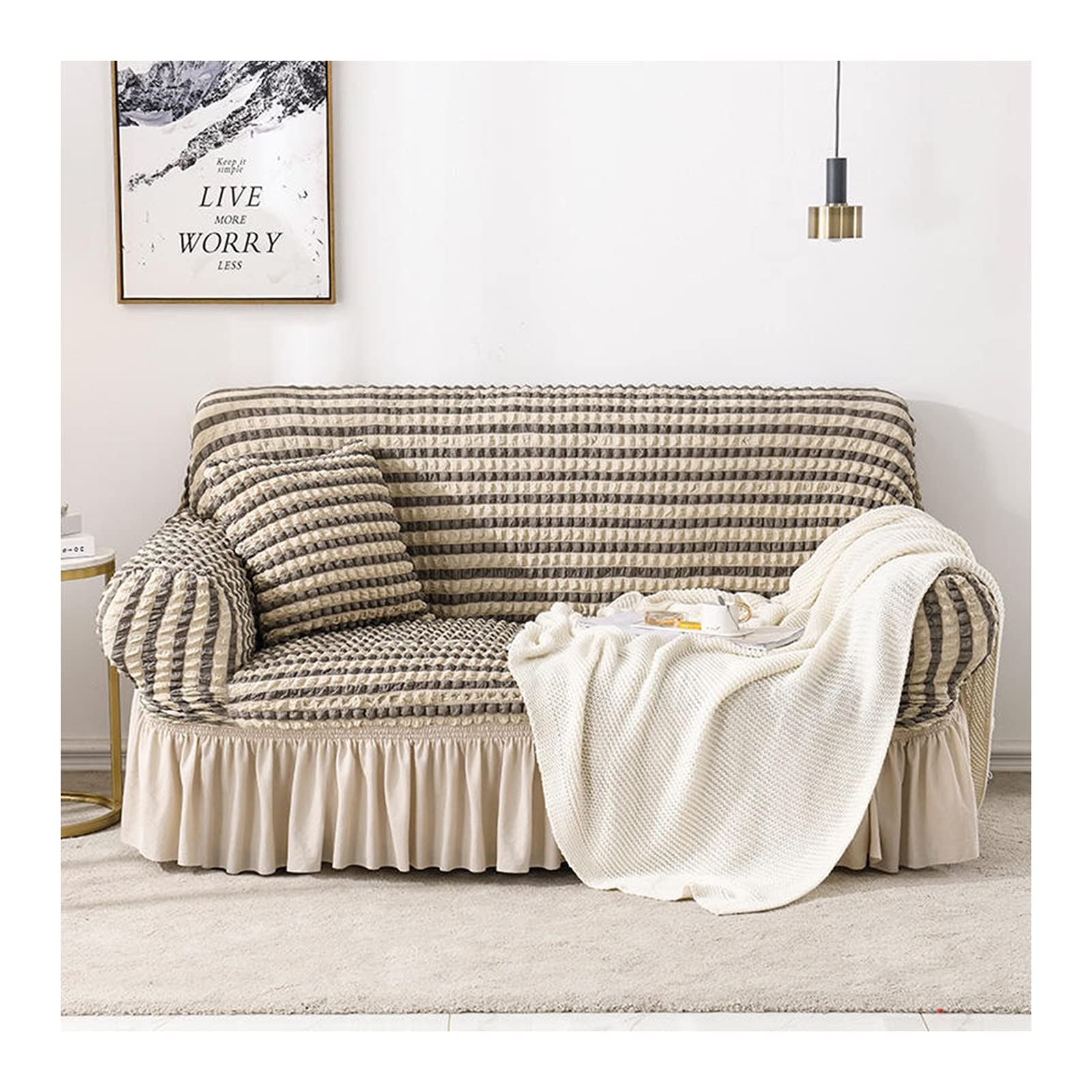 Housse de canapé 3 places lavable en crépon pour protéger efficacement votre divan