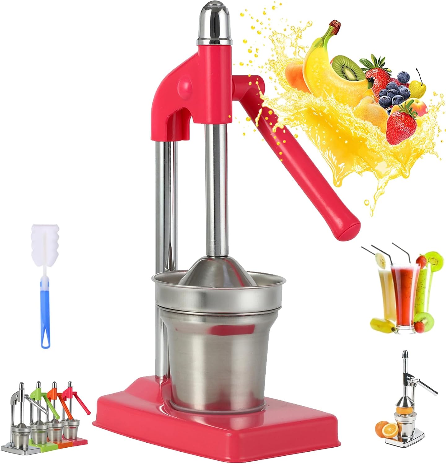 Cast Iron Juicer Hand Press, Cast Iron Juicer, Effective Stainless Steel Manual Juice, Heavy Duty Hand Press Juice Extractor for Fresh Lemonade Orange, Easy to Use, Home and Kitchen Essentials