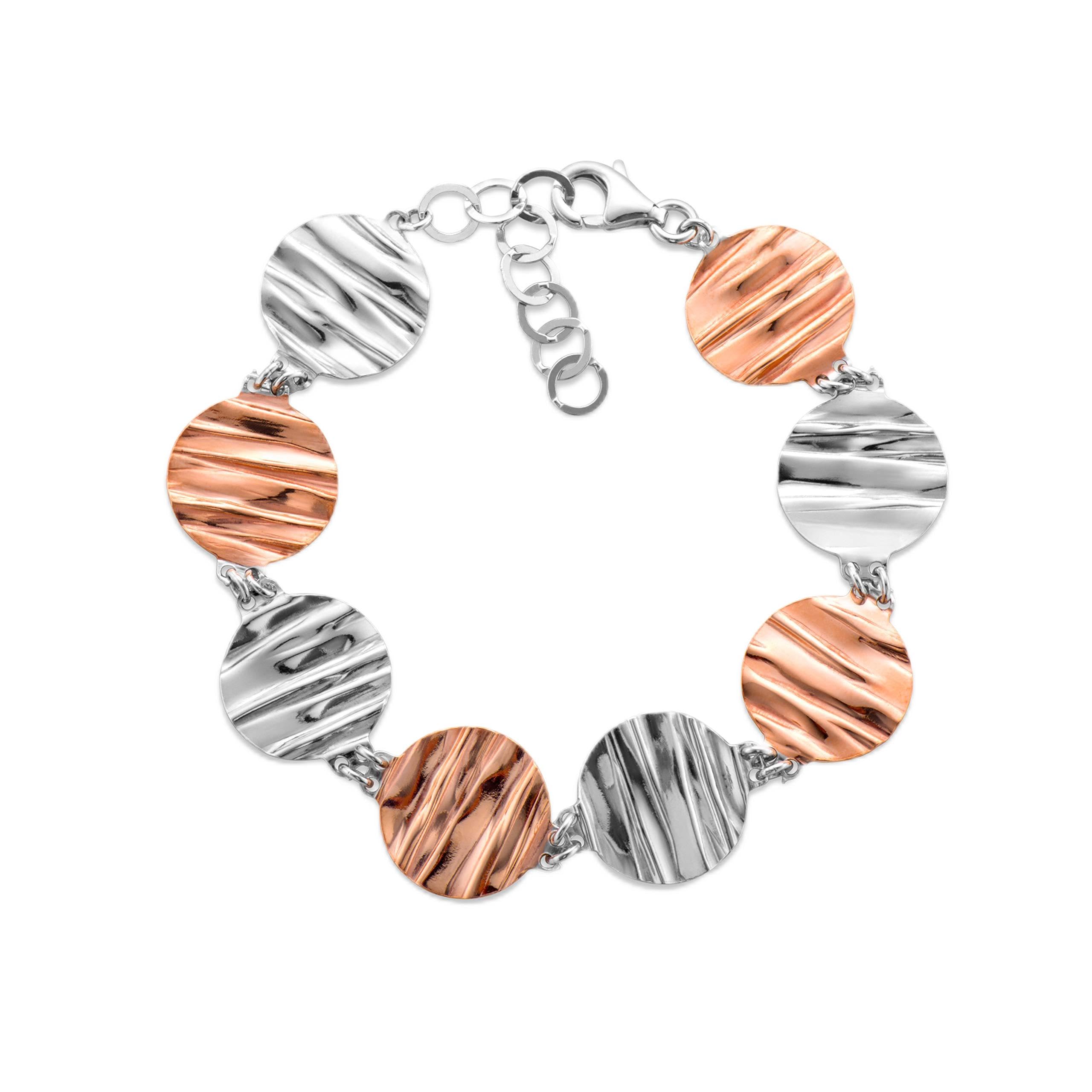 LillyMarie Damen Armband Aus Sterlingsilber Mit Zweifarbigem Design Und Karabinerverschluss