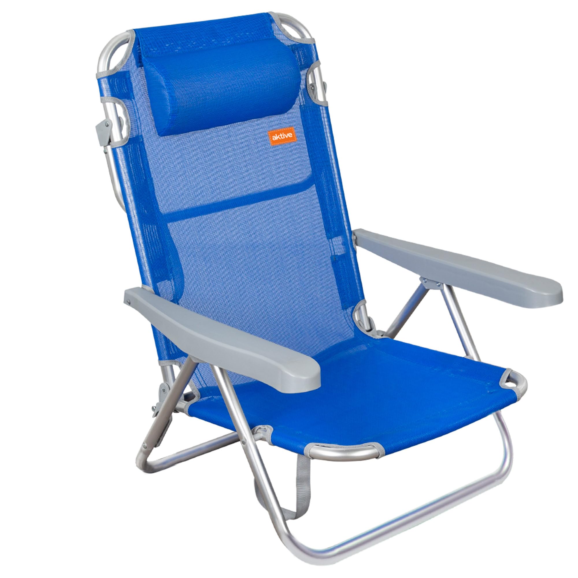 AKTIVE - Chaise Pliante, Multi-Position et en aluminium, Chaise de Plage Pliable, Mixte, 62608, Bleu Marine