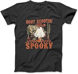 Boot Scootin Spooky Western Halloween Ghost Spooky Season T-Shirt Sweatshirt Hoodie Tanktop for Men Women Kids Black