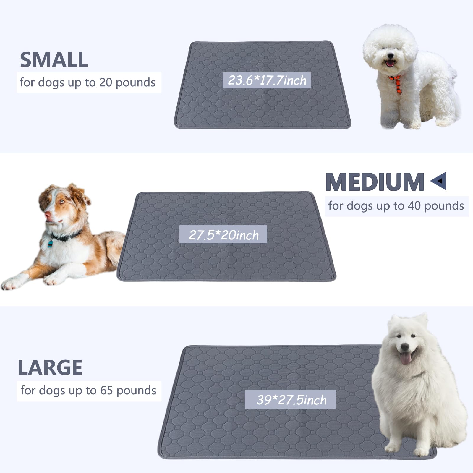 Washable Dog Mat Pee Pads, 2 Pack Reusable Dog Training Pads, Instant Water Absorbent Waterproof Dog Urine Mat - Image 2