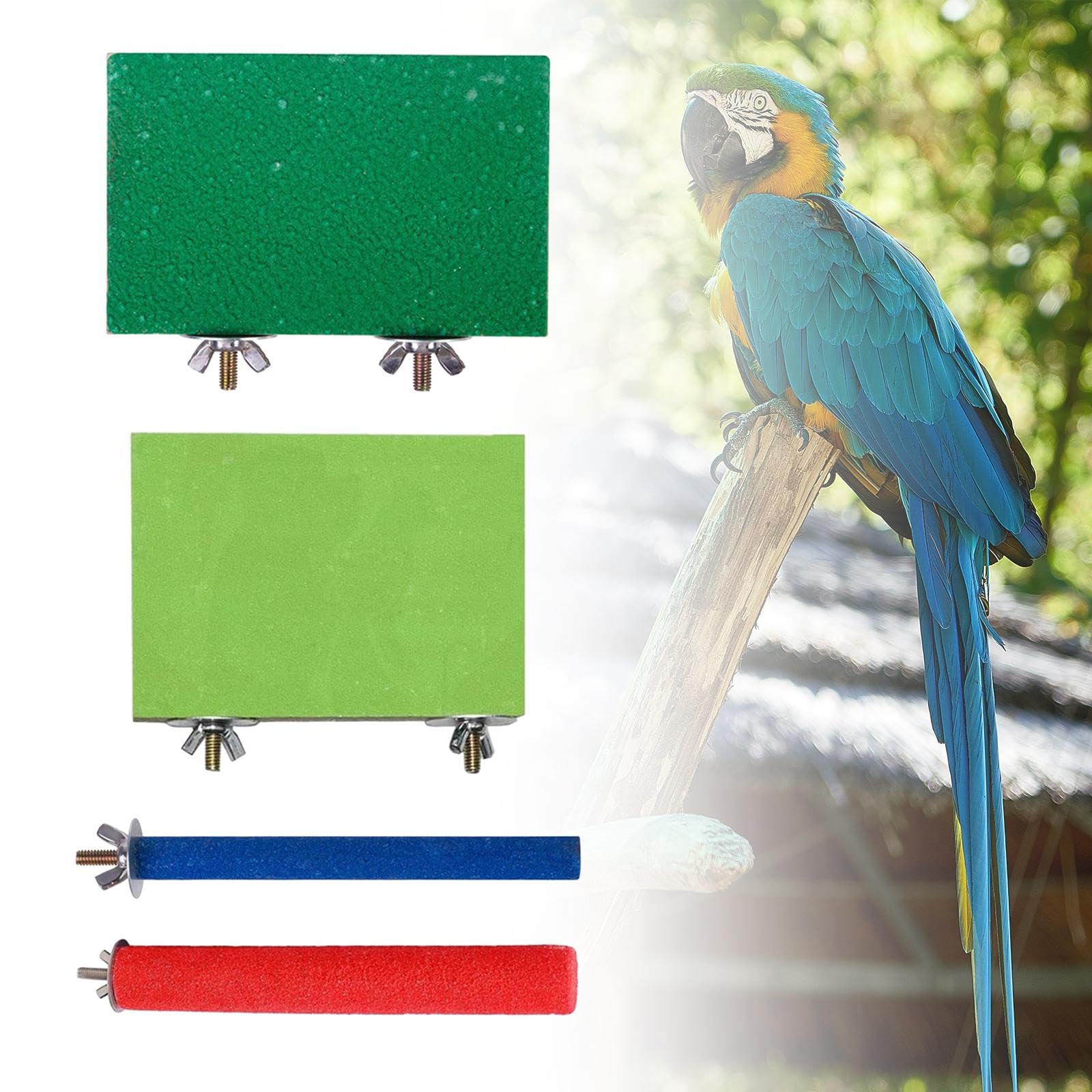 5 x Sitzstangen für Papageien, Vogelsitzen, verschleißfestes Kauspielzeug für Sittiche, Wellensittiche