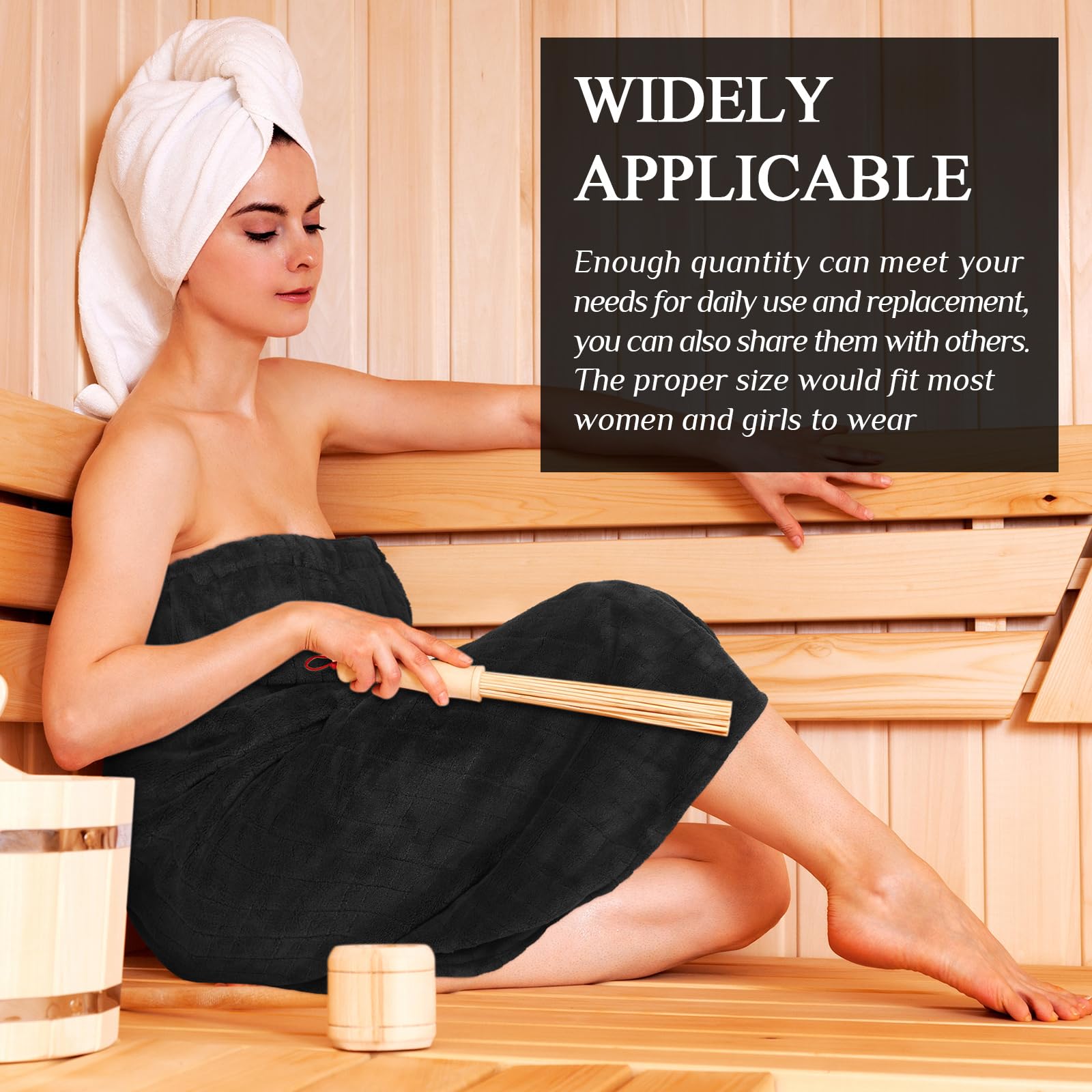 Tigeen Spa-Handtuchwickel für Damen, verstellbar, elastisch, leicht, Duschbezug für Badewanne und Dusche, 4 Stück (Schwarz, M)