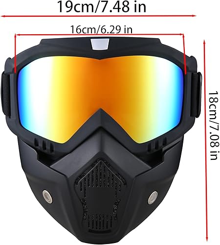 Miniatura 2 de CROSSBODY Máscara de paintball anti niebla, gafas de equitación para casco de motocicleta, gafas con máscara facial extraíble, gafas de motocross