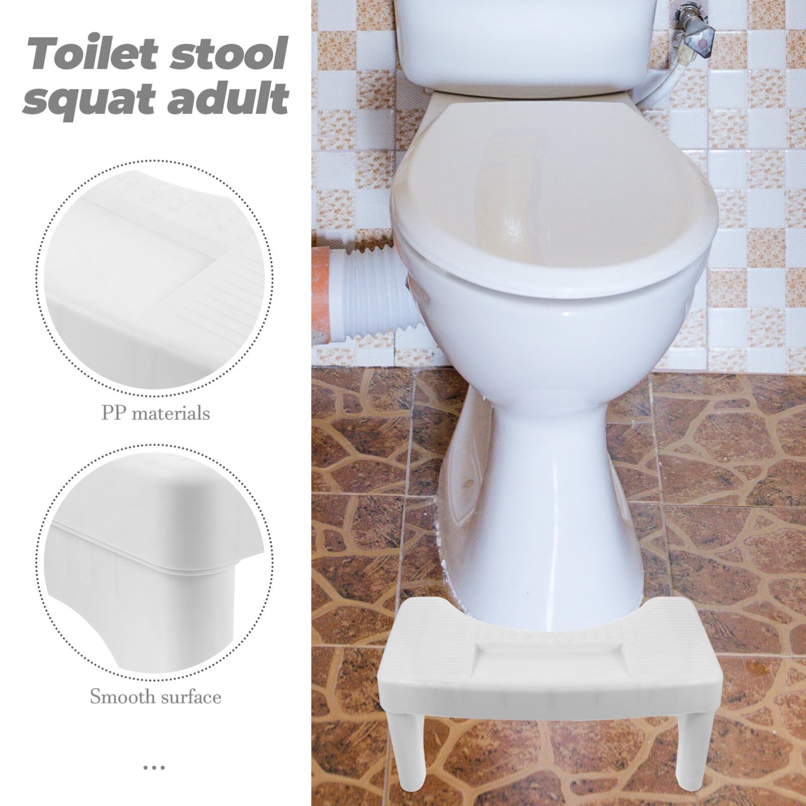 Healvian Sgabellino per Wc in Sgabello da Bagno per Adulti Poggiapiedi Antiscivolo Design Minimalista Facile da Pulire e Robusto