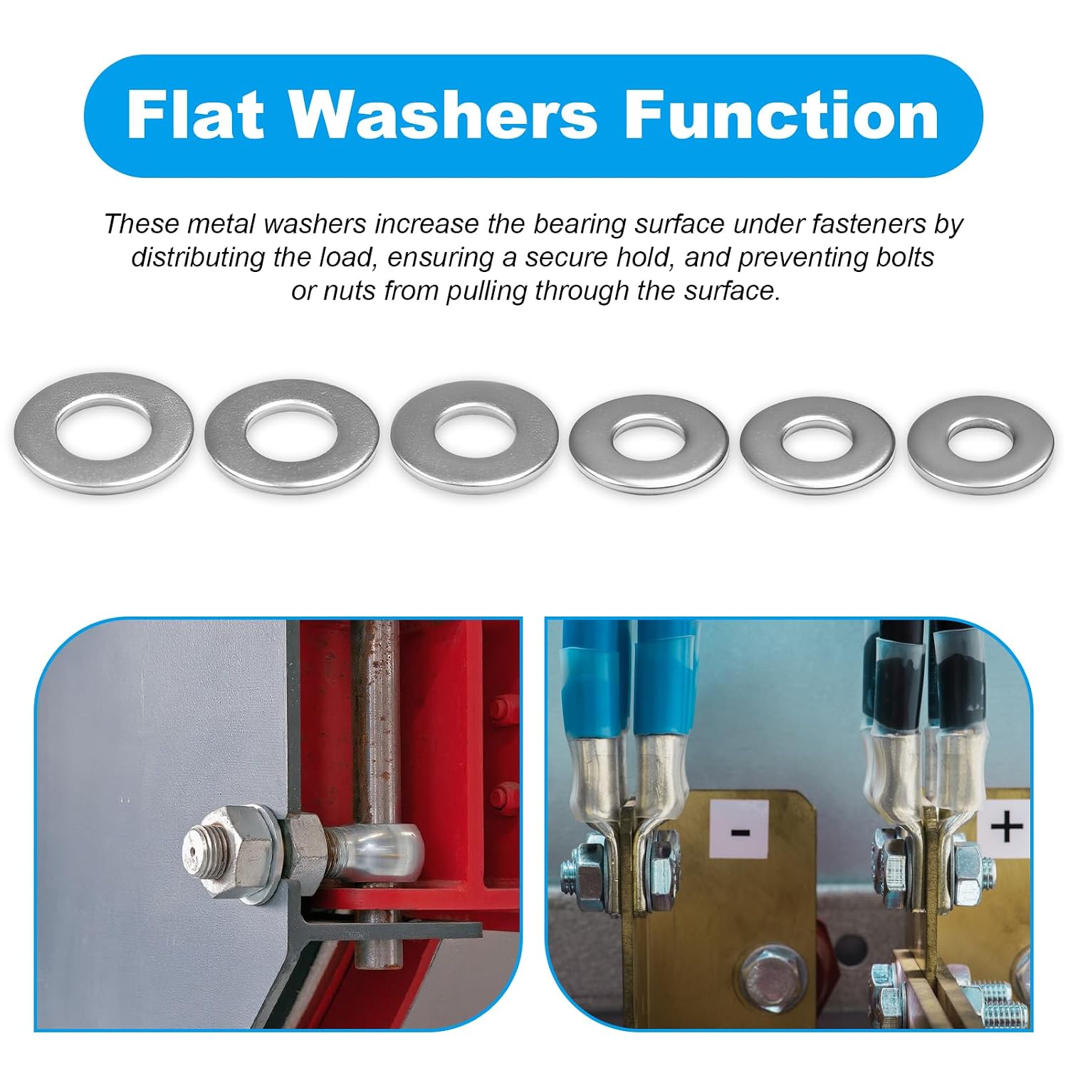 200pcs 8# Flat Washers OD 7/16'', 304 Stainless Steel Washers