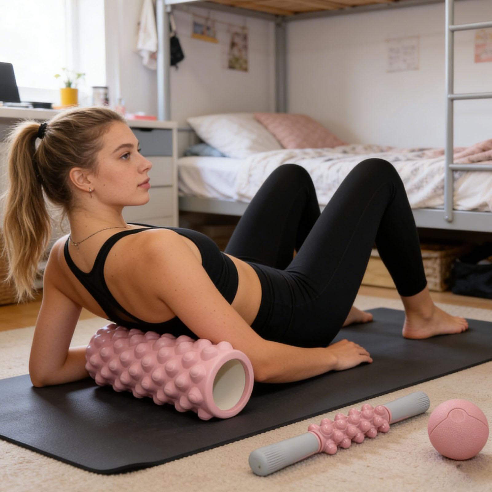 Ensemble de rouleaux de fascia - Ballon de massage haute densité - Pour la maison, les voyages, le dortoir étudiant, le yoga, le pilates, la musculation, la relaxation