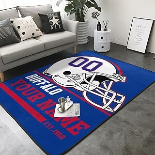 Buffalo Custom Football Rug Add Any Name Number Personalized Welcome Decorative, Men Movement Rug