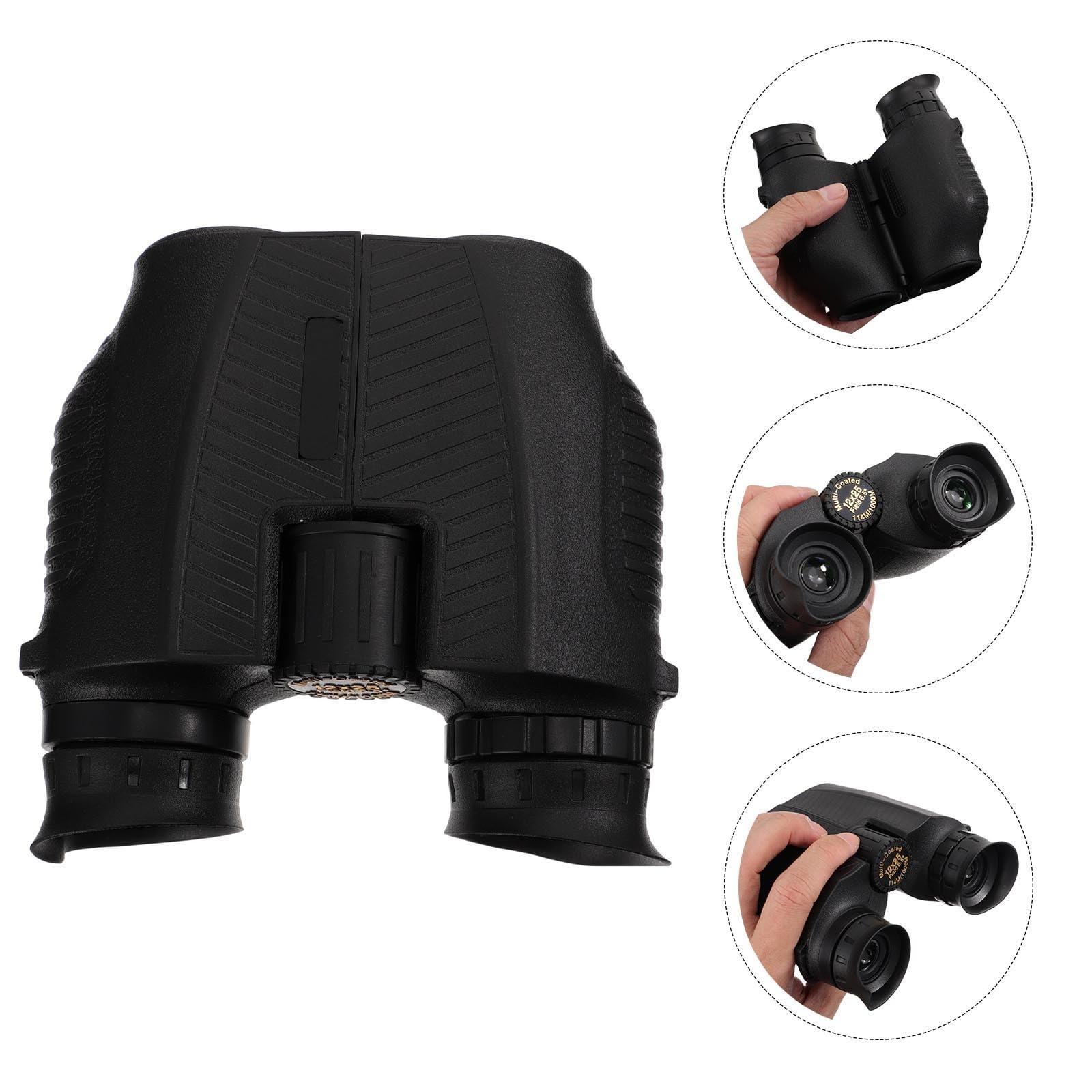 Binocolo 12x25 Nero in Gomma, Compatto e Portatile