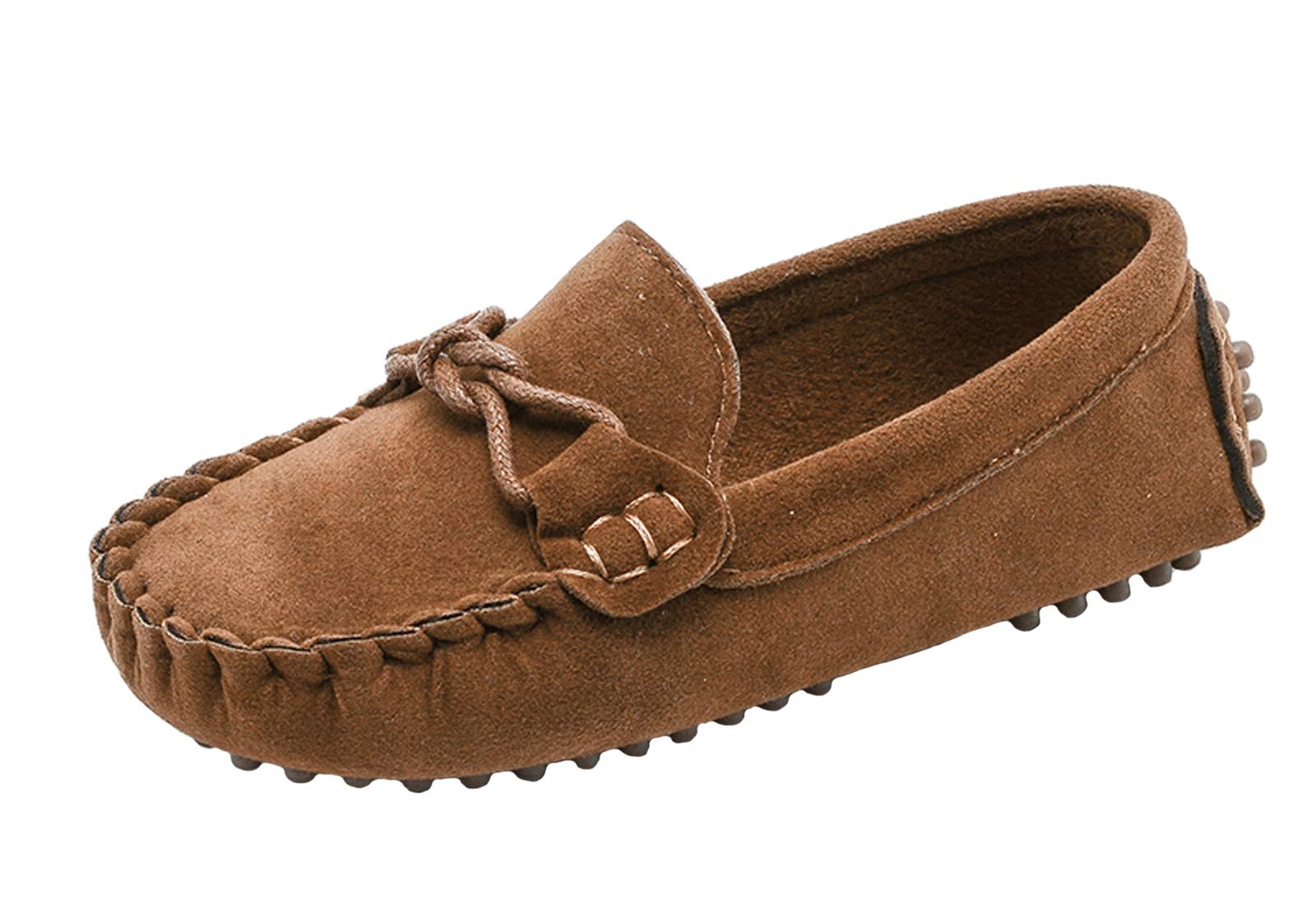 WUIWUIYU Garçons Filles Suède Cuir Chaussure Bateau Mocassins Slip on Style