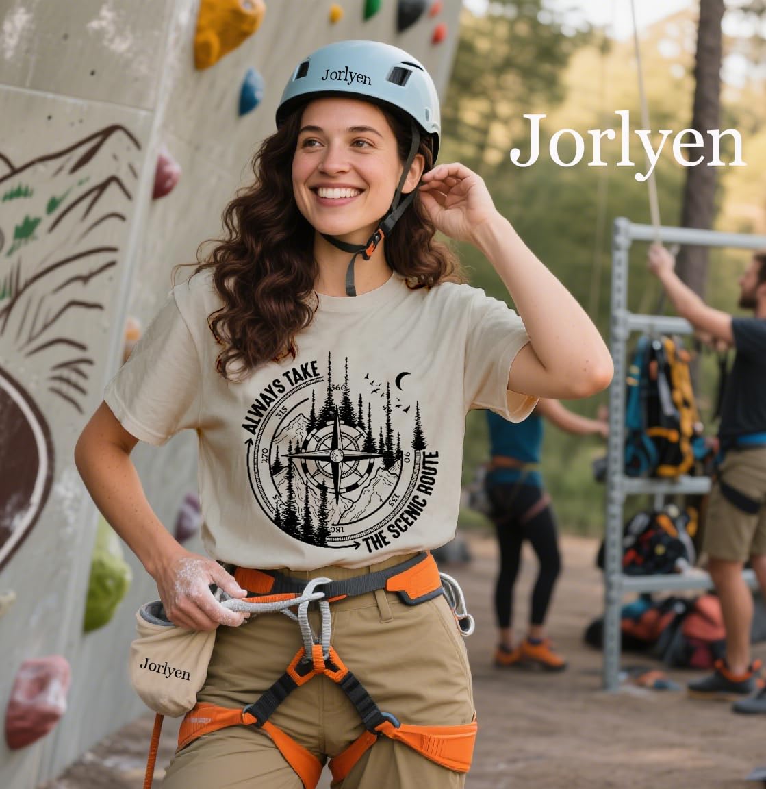 Women Mountain Adventure Athletic Top Compass Graphic Tee for Outdoor Camping Hiking Pine Tree Wanderlust Workout Shirt - Image 3