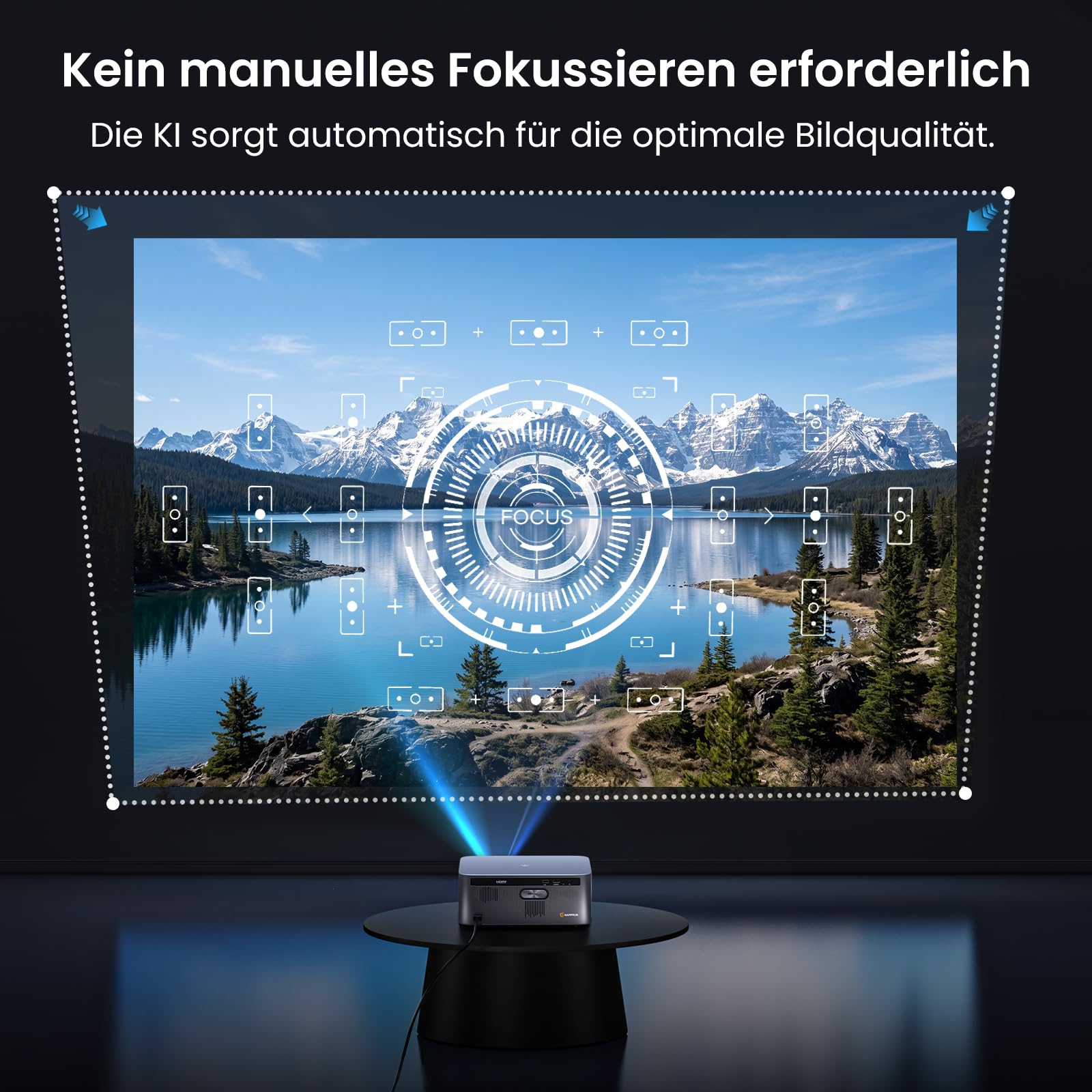 HAPPRUN Smart Beamer mit 3000 ANSI Lumen, Offiziellem Google TV, 4K-Unterstützung, Dolby Audio, Autofokus und Auto-Keystone, WiFi 6 und Bluetooth, für Zuhause und Outdoor, Schwarz