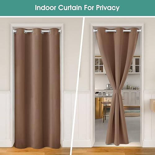 Miniatura 121 de HOMEIDEAS Cortinas de puerta para privacidad de puerta, cortina opaca para puerta de armario para dormitorio, cortinas con aislamiento con lazo