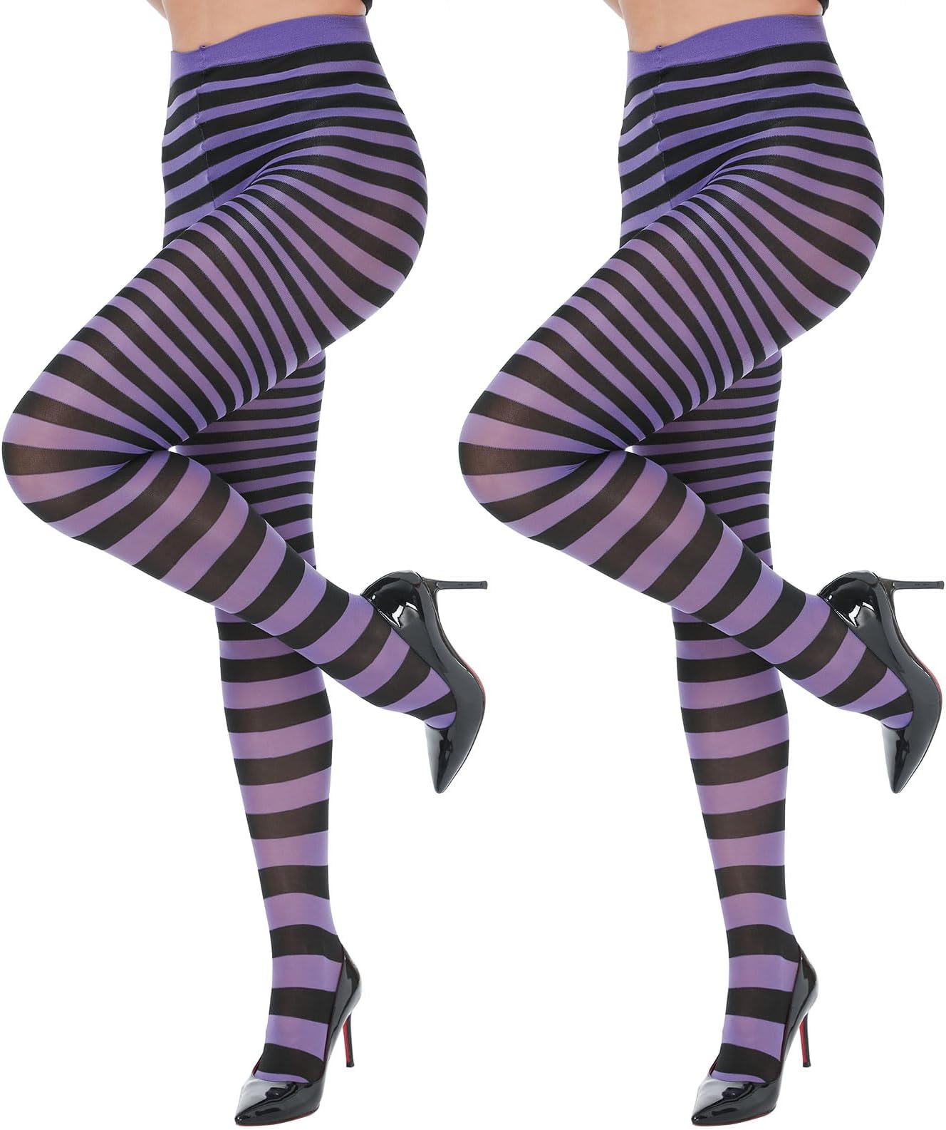 MANZIStripe Tights Women Fancy Dress Tights for Halloween 2 Pairs