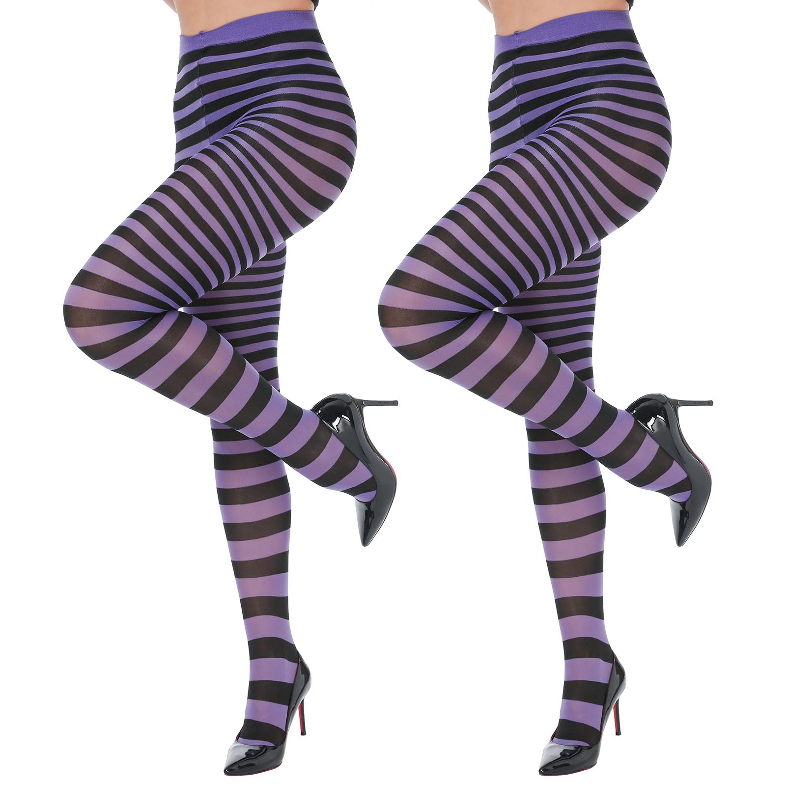 MANZIStripe Tights Women Fancy Dress Tights for Halloween 2 Pairs