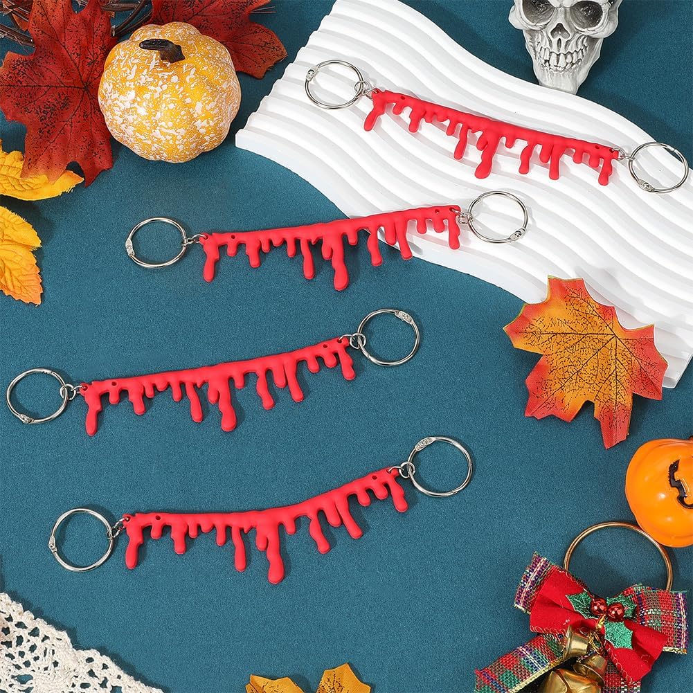 SUNNYCLUE 4Pcs Shoe Charm Chain Halloween Shoe Charms,Red Plastic Horror Gothic Chains with Spring Buckles Fashion Shoelaces Charm Accessories for Women DIY Gift Shoes Bags Clothes Decor Supplies image 4