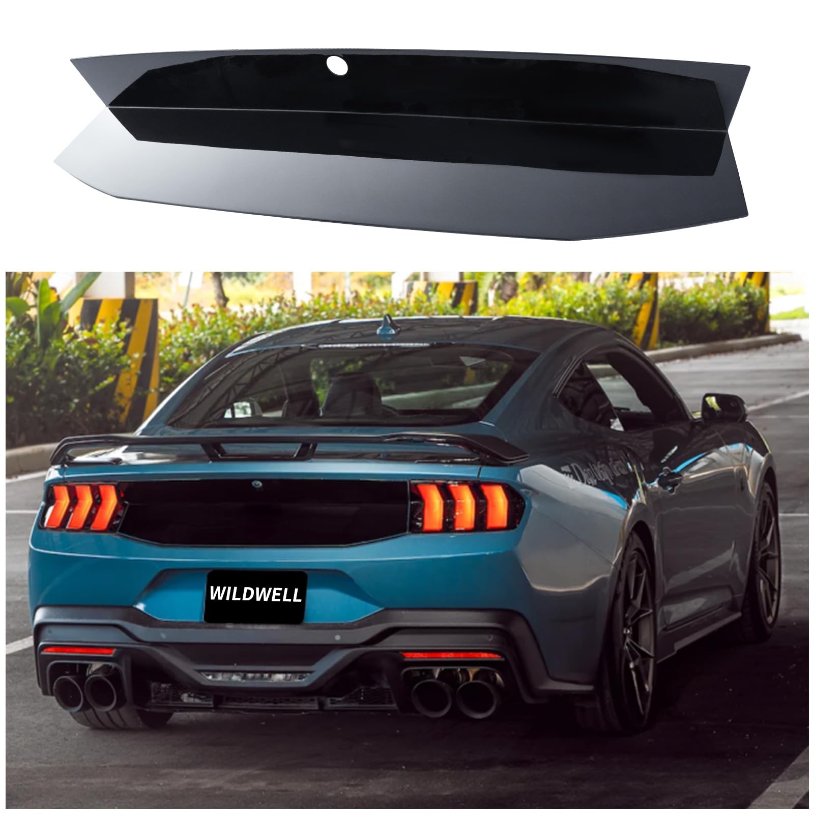 WildWell Trunk Decklid Panel Trim Compatible with 2024-2026 Ford Mustang