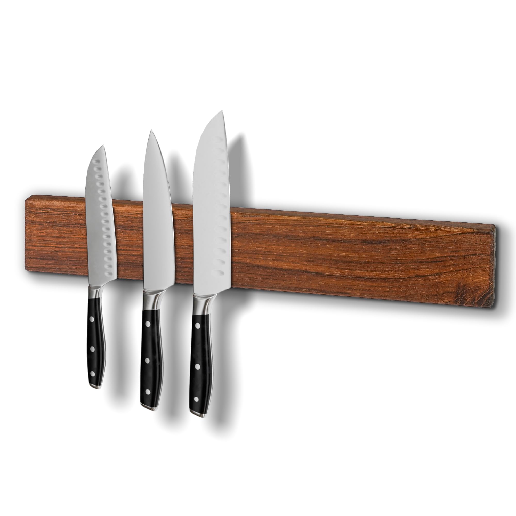 Utoplike Teak Magnetic Knife Strip, Magnet Knife Holder 15" Wall Mounted with Strong Continuous Magnet, No Drilling Required, Organizes Knives, Keys, Utensils for Kitchen
