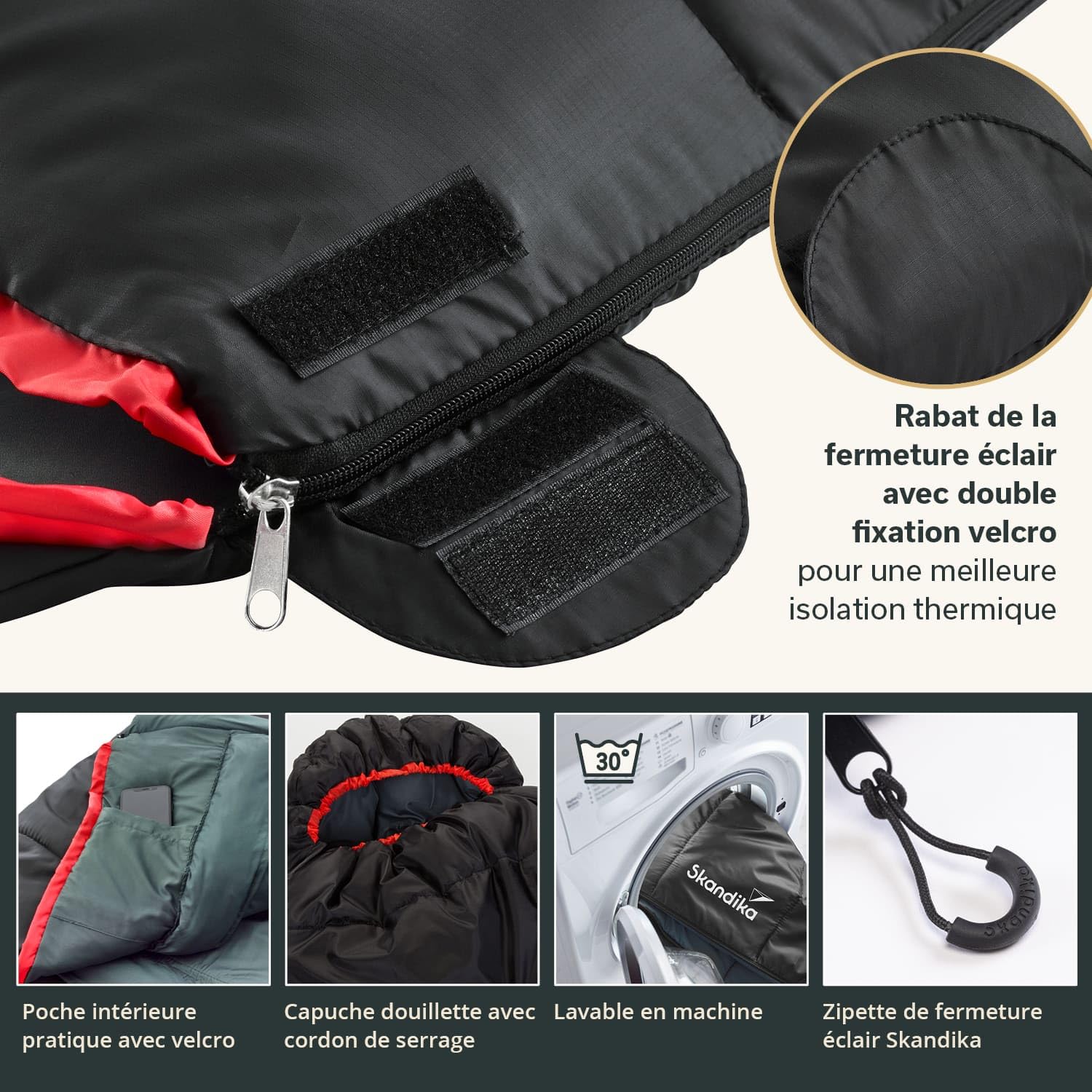 Skandika Alaska - Sac de Couchage sarcophage Momie, Adulte, jumelable, 3 Saisons, jusqu'à -10°C, 220 x 80 cm | Hiver Outdoor Camping Randonnée