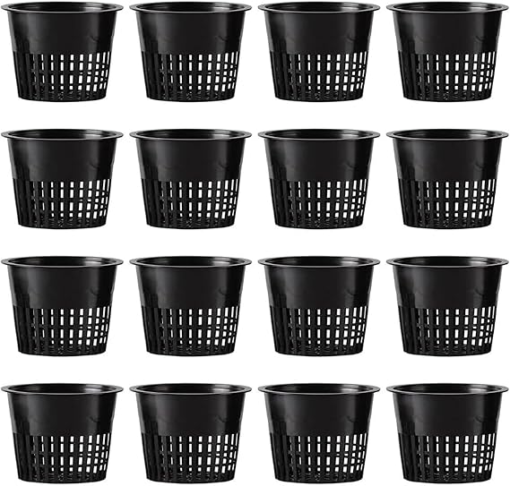 Net Pots, 4 Inch Net Pot For Hydroponics, Thin And Slotted Mesh Sides Net Cups, 16 PCs Hydroponic Pots Non-Toxic UV-Resistant