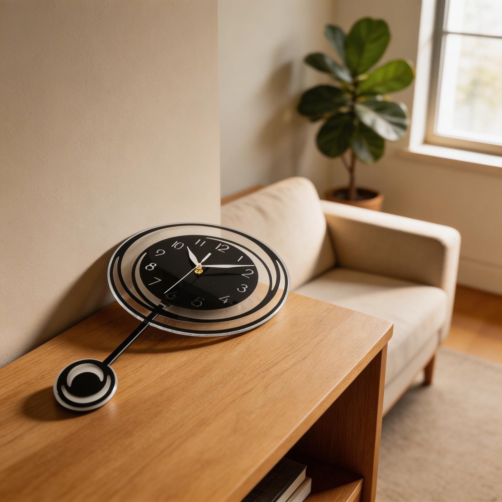 Horloge murale silencieuse à quartz avec pendule élégant en acrylique