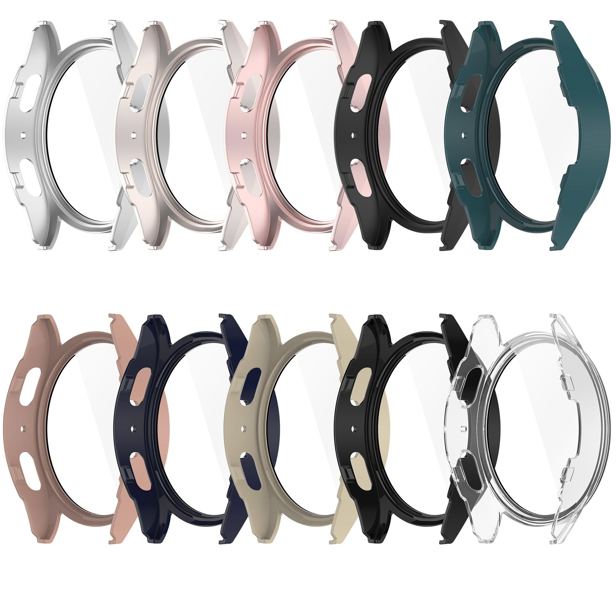 [RuenTech] Compatible with Samsung Galaxy Watch 7 40mm 44mm Case, Ultra Thin HD Tempered Glass Film Integrated Protective Cover for Galaxy Watch 7 40mm 44mm High Transmittance Full Protection (10