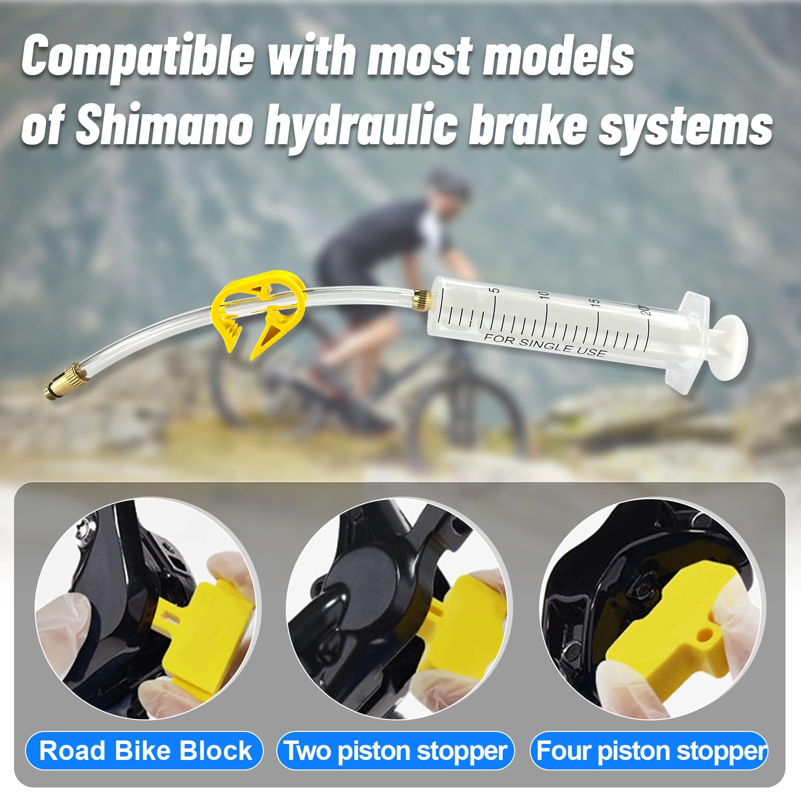 Kit Purgado Frenos para Shimano, Kit Sangrado Frenos para Shimano Freno Hidráulicos, Incluye Adaptadores de latón y Aceite Mineral