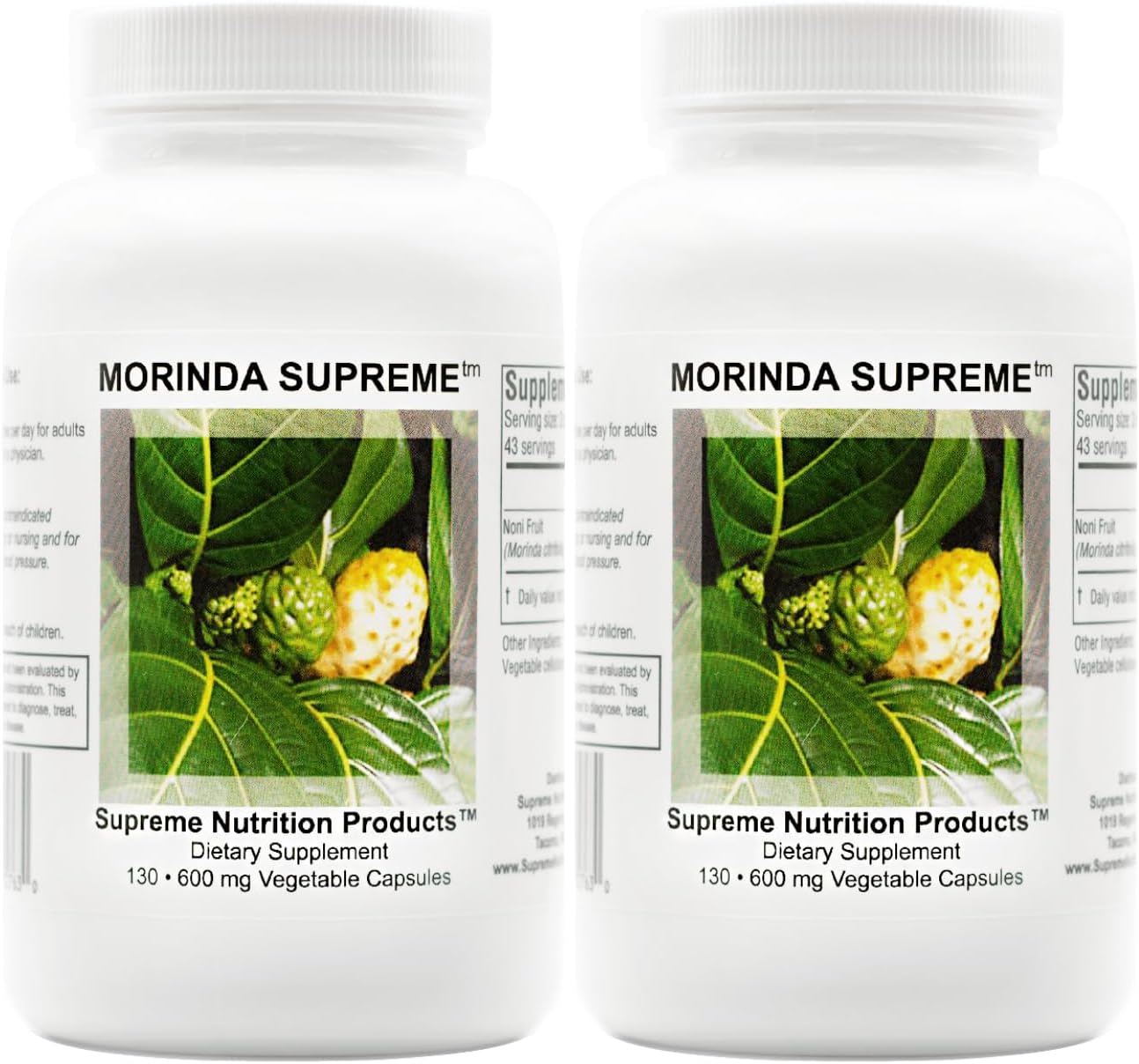 Supreme Nutrition Morinda Supreme, Whole Noni Fruit Capsules (130 Count (Pack of 2))