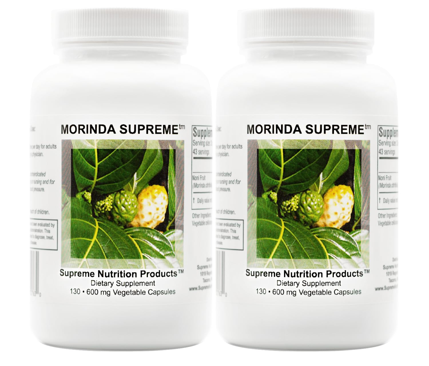 Supreme Nutrition Morinda Supreme, Whole Noni Fruit Capsules (130 Count (Pack of 2))