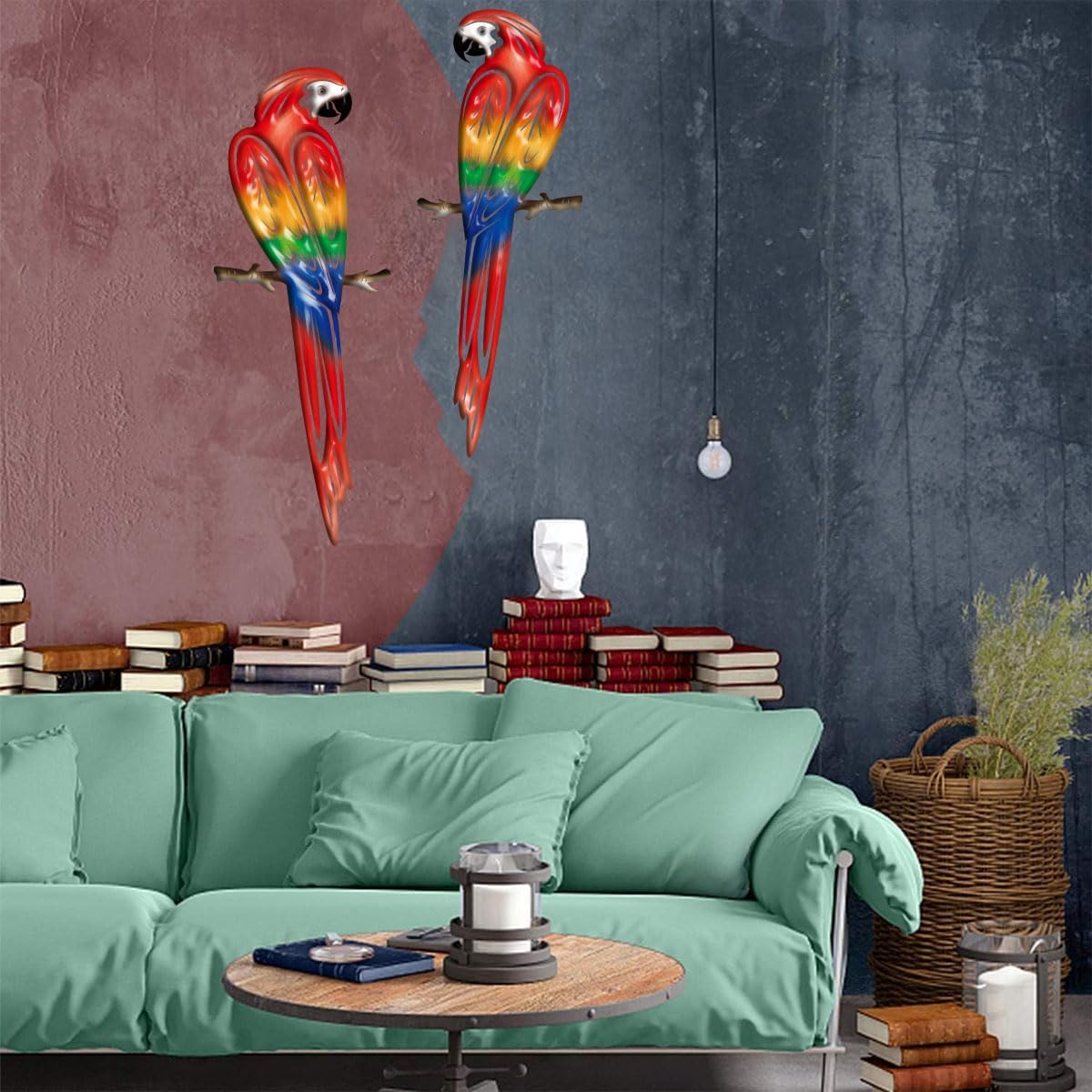 Metal Outdoor Wall Art Decor,3D Colorful Garden Birds Sculpture Outdoor Iron Hanging Parrot Decor, Metal Hand-Made Bird Wall Art Decorations for Fence Patio Balcony Living Room - Image 6