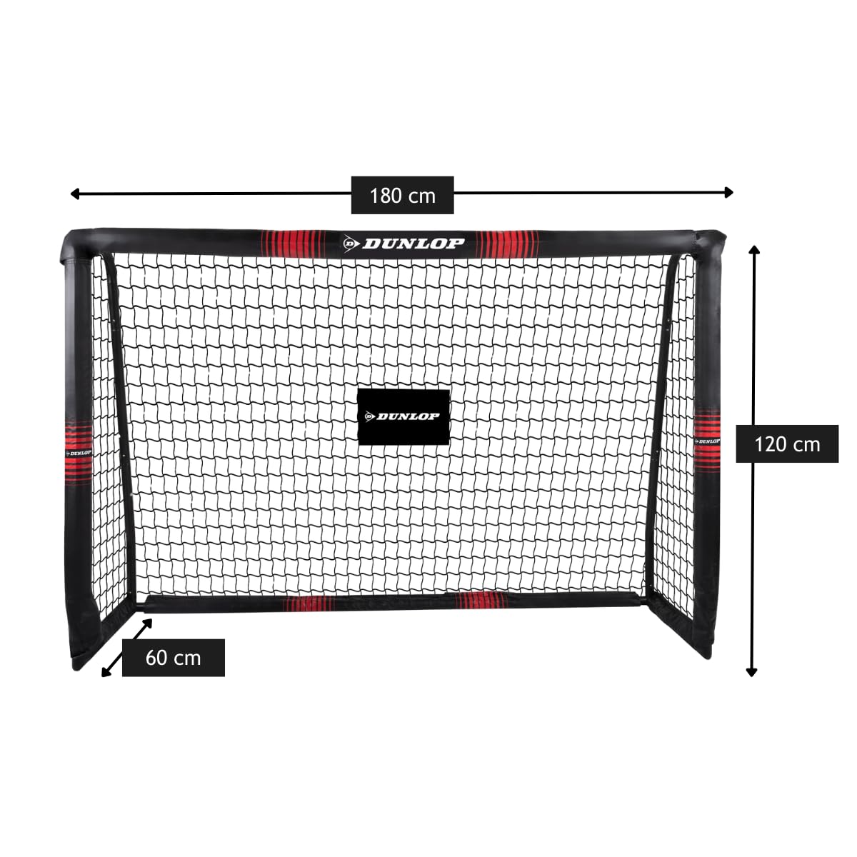 Dunlop Fußballtor - Fussballtor 300 x 200 x 90 cm - Fußball Tor - Fussballtore für Garten Kinder und Erwachsene - Fussball Trainingszubehör Innen und Außen - Metall - Schwarz/Weiß